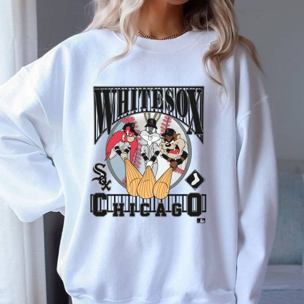Crewneck White Sweatshirt 1993 Looney Tunes Chicago Sox Unisex Sweater